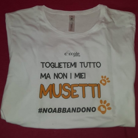 T-Shirt Coccolepet #noabbandono - bianca cotone